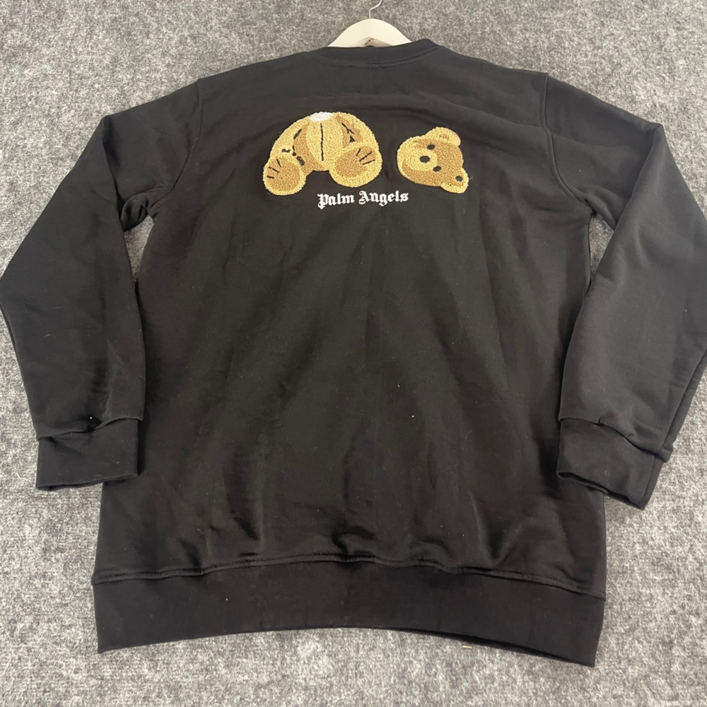 Palm Angels Shirt Mens Large Black Sweatshirt Pullover Crew Neck Sweater N258